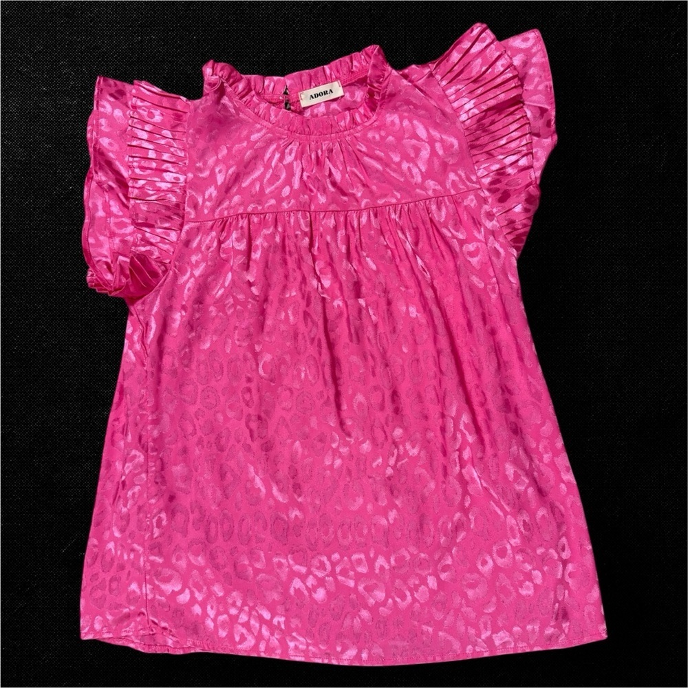 Pink Adora Leopard Print Silky Top